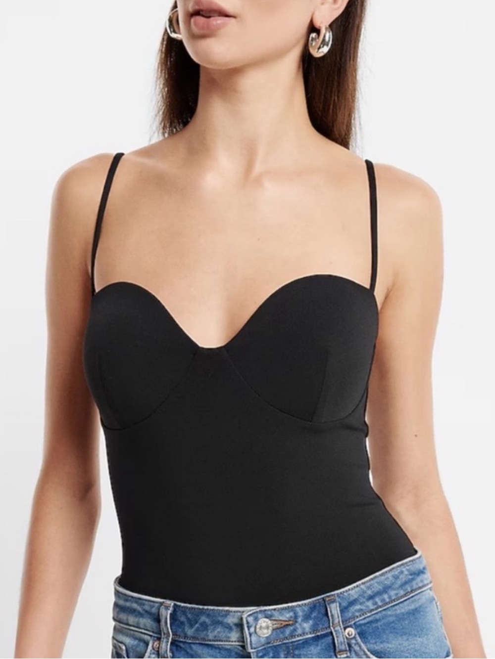 Padded Express black bodysuit sz small bra contour new $48